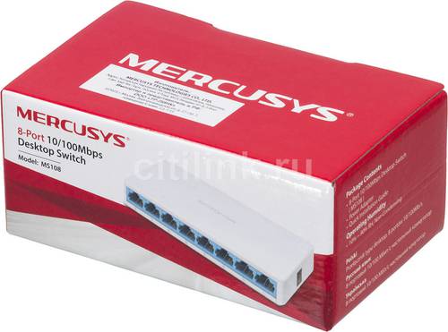 Коммутатор Mercusys "MS108" 8 портов 100Мбит/сек